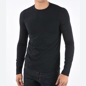 Armani Collezioni Slim Fit Black Long Sleeve Soft Stretch T Shirt Shirt SZ XL